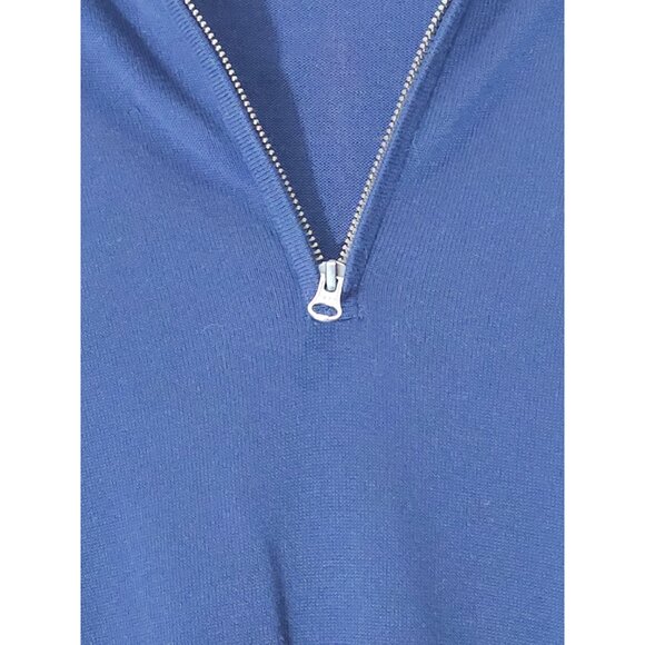 J.Crew Slim Fit Cotton Half-Zip Sweater Dark Blue Ribbed Collar - Picture 3 of 14